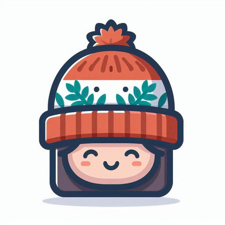 Cute cartoon boy in winter hat and scarf. Vector illustration.のイラスト素材
