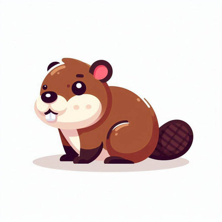 Cute cartoon beaver. Vector illustration isolated on white background.のイラスト素材