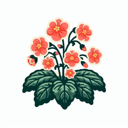 Flowering geranium isolated on white background. Vector illustration.のイラスト素材