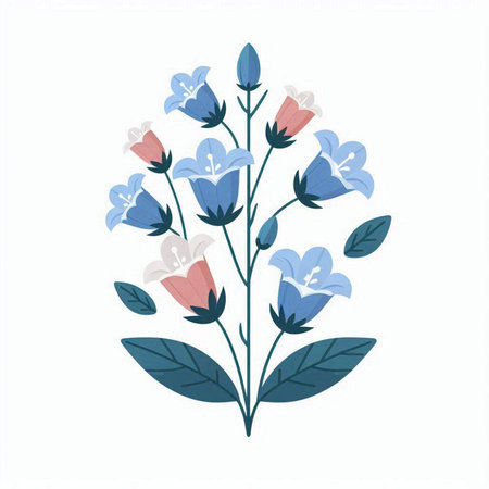 vector illustration of a bouquet of bluebells on a white backgroundのイラスト素材