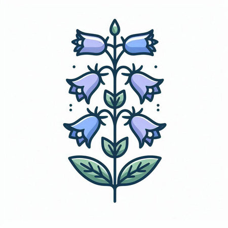 Campanula vulgaris or bellflowers. Hand drawn vector illustration.のイラスト素材