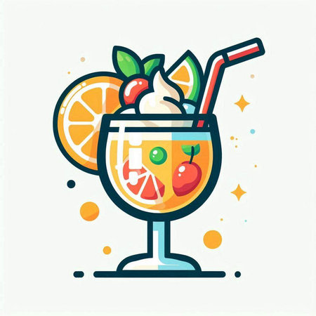 Cocktail icon. Vector illustration of a cocktail in a glass.のイラスト素材