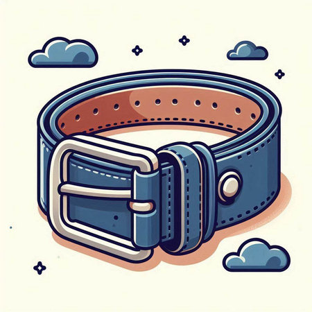 Illustration of a belt with a buckle in the clouds. Vector illustration.のイラスト素材