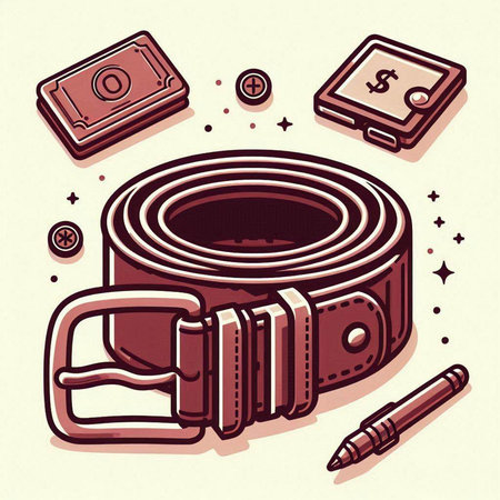 Vector illustration of a belt with a buckle and a pencil in the foregroundのイラスト素材