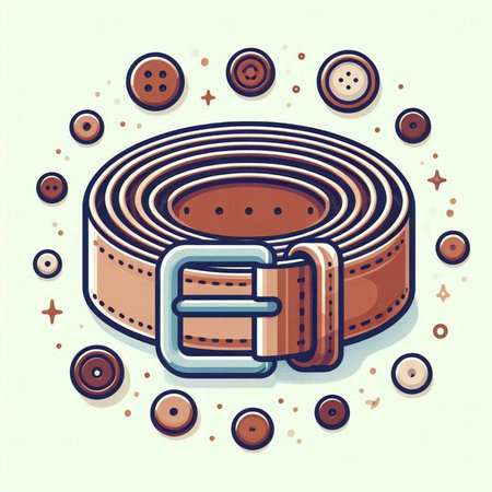 Stylish belt with buckle in doodle style. Vector illustration.のイラスト素材