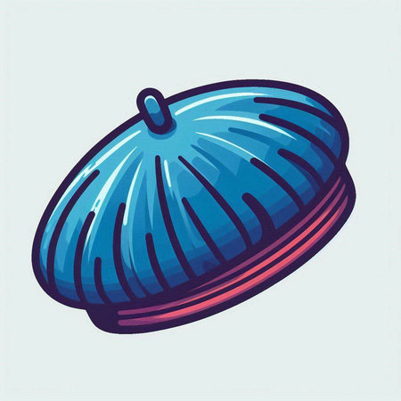 Illustration of a hand-drawn hat on a light blue backgroundのイラスト素材
