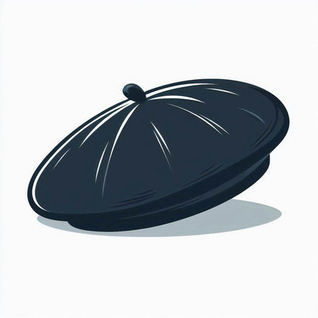 Illustration of a black french beret isolated on a white backgroundのイラスト素材