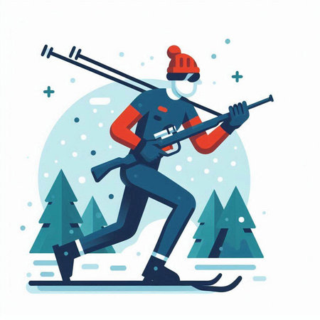 Snowboarder. Winter sports. Vector illustration in flat style.のイラスト素材