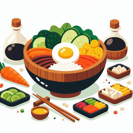 japanese food illustration, japanese food, vector illustrationのイラスト素材