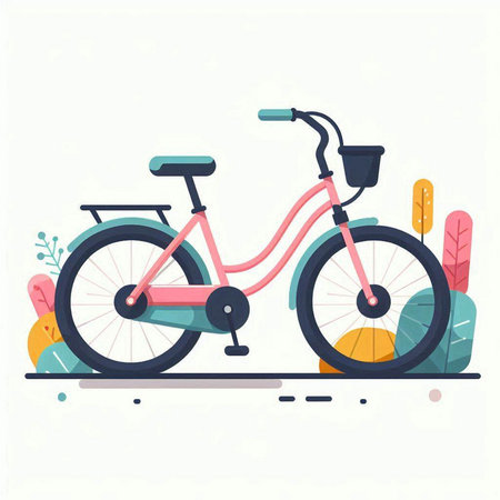 Bicycle in the park. Flat style vector illustration isolated on white background.のイラスト素材