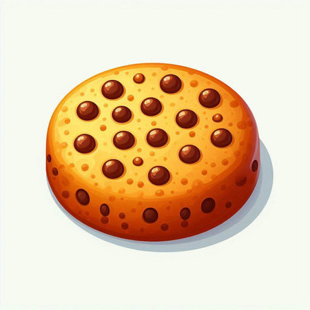 Illustration of a biscuit with chocolate chips on a white backgroundのイラスト素材