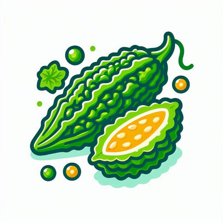 Bitter melon icon. Bitter gourd vector illustrationのイラスト素材