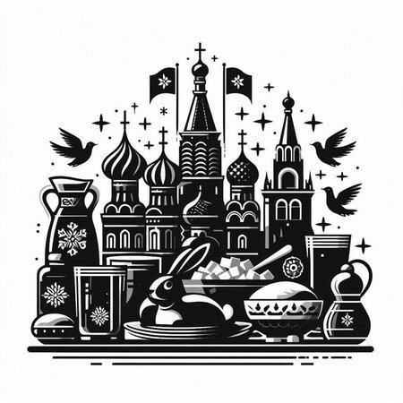 Russian culture. Vector illustration of elements of Russian culture. Russian culture.のイラスト素材