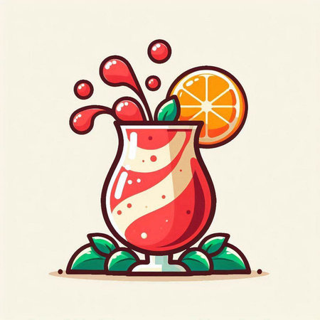 Cocktail with juice, orange and mint. Vector illustration.のイラスト素材