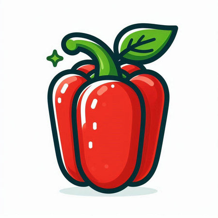Red bell pepper on a white background. Hand drawn vector illustration.のイラスト素材