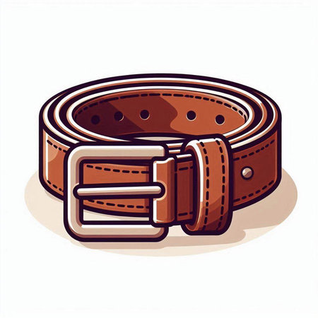 Vector illustration of a brown belt with a buckle on a white backgroundのイラスト素材