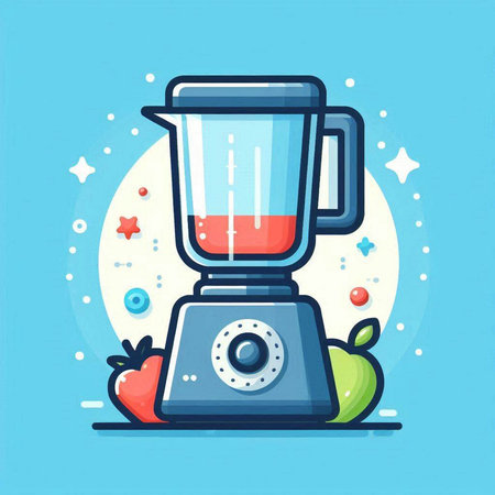 Kitchen blender with fruits and berries. Flat style vector illustration.のイラスト素材