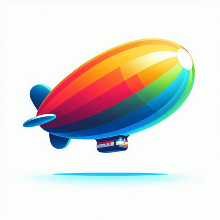 Illustration of a colorful hot air balloon on a white background.のイラスト素材