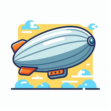 Airship flat color vector icon. Airship on the background of the sky.のイラスト素材