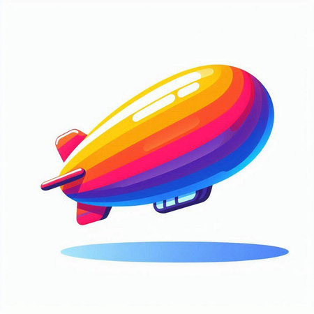 Illustration of a colorful dirigible isolated on a white background.のイラスト素材