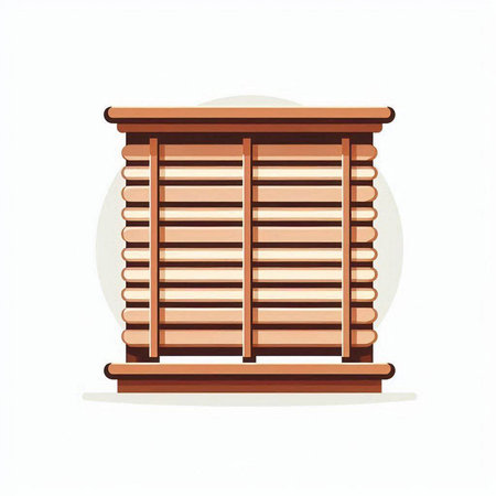 Wooden jalousie isolated on white background. Vector illustration.のイラスト素材