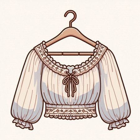 Illustration of a women's blouse on a hanger.のイラスト素材