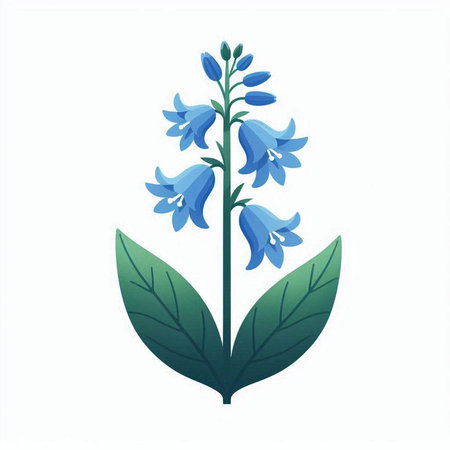Bluebell flower isolated on a white background. Vector illustration in flat style.のイラスト素材
