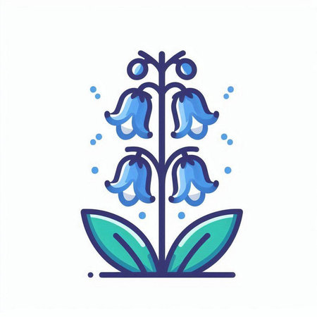 Bluebell flower icon. Vector illustration in flat style. Isolated on white background.のイラスト素材