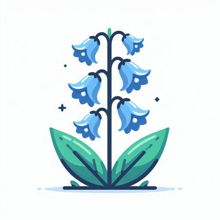 Bluebell flower isolated on white background. Flat style vector illustration.のイラスト素材