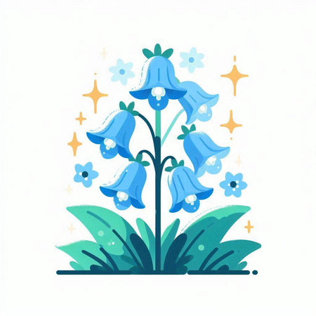 Bluebells on white background. Vector illustration in flat style.のイラスト素材