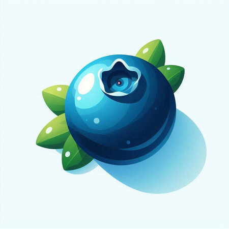 Blueberry with leaves on a light blue background. Vector illustration.のイラスト素材