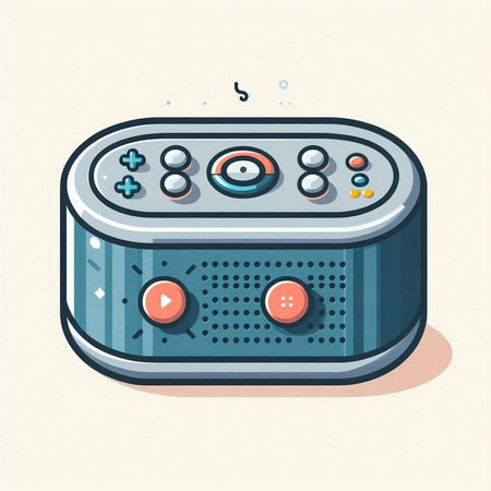 Retro radio with buttons. Vector illustration in flat cartoon style.のイラスト素材