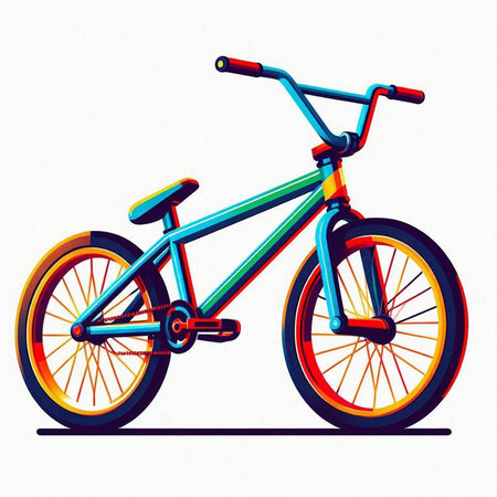 Bicycle isolated on white background. Vector illustration in cartoon style.のイラスト素材