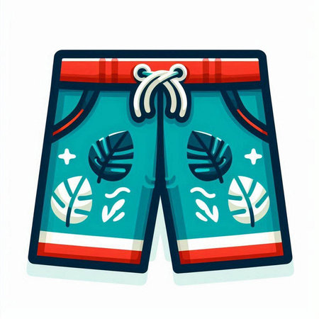 Swimming trunks with leaves. Vector illustration in cartoon style.のイラスト素材