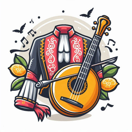 Musical instruments. Vector illustration on white background. Cartoon style.のイラスト素材