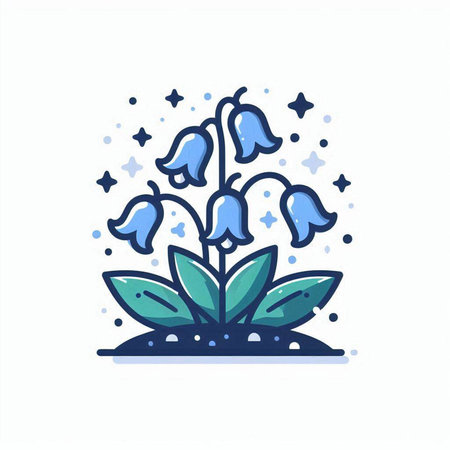 Bluebells icon. Vector illustration in flat style. Isolated on white background.のイラスト素材
