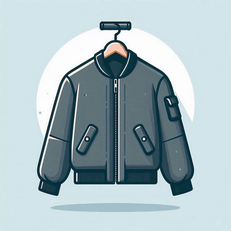 Vector illustration of a winter jacket on a hanger in cartoon styleのイラスト素材