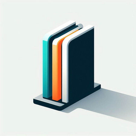 3d isometric illustration of a book in blue and orange colorsのイラスト素材