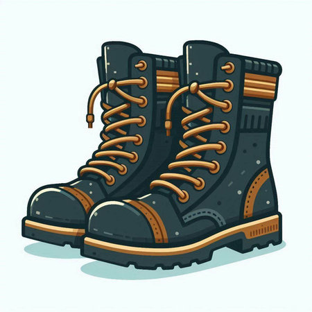 Pair of hiking boots. Vector illustration isolated on white background.のイラスト素材