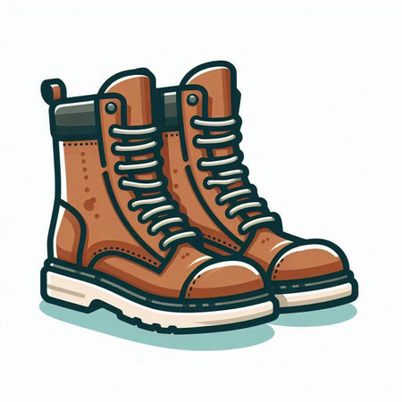 Hiking boots isolated on white background. Vector illustration in cartoon style.のイラスト素材