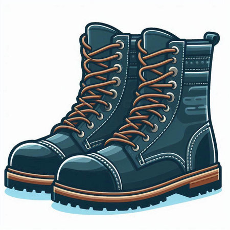 Vector illustration of a pair of winter boots on a white background.のイラスト素材