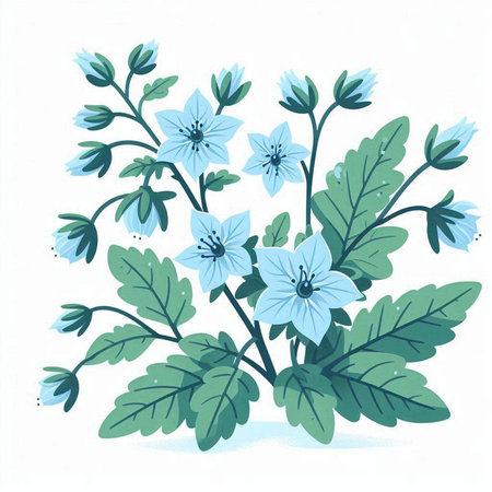 Blue flowers on a white background. Watercolor painting. Vector illustration.のイラスト素材