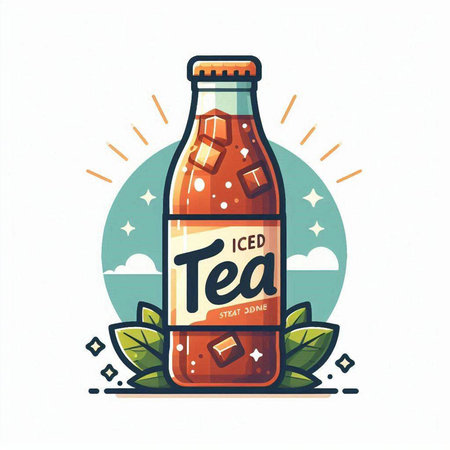 Bottle of cola with ice cubes and mint leaves. Vector illustrationのイラスト素材