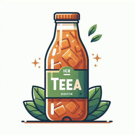 Illustration of a bottle of iced tea. Vector illustration.のイラスト素材