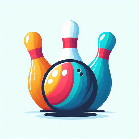Bowling ball and skittles, vector illustration in cartoon styleのイラスト素材