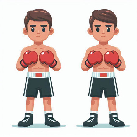 Boxer character. Vector illustration in flat cartoon style. Isolated on white background.のイラスト素材