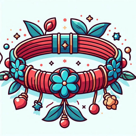 Hand drawn boho style bracelets with flowers. Vector illustration.のイラスト素材