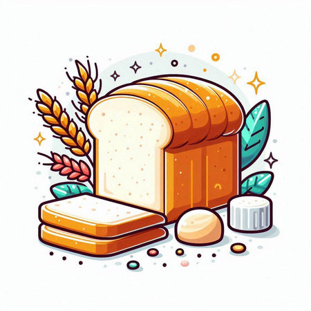 Illustration of a loaf of bread on a white background. Vector illustrationのイラスト素材