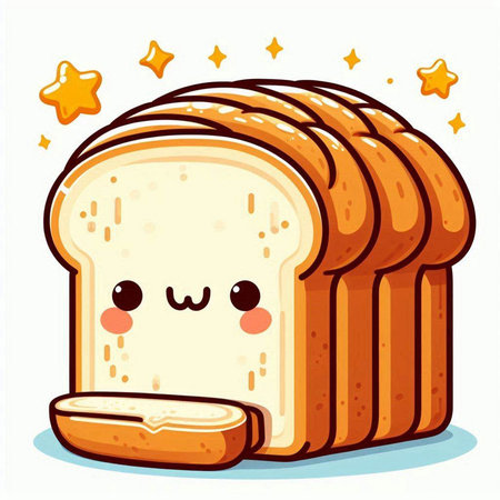 Illustration of a slice of bread on a white background. Vector illustrationのイラスト素材