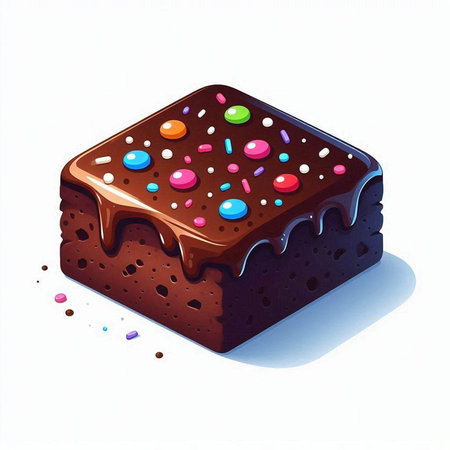 Chocolate cake with colorful candies on white background. Vector illustration.のイラスト素材